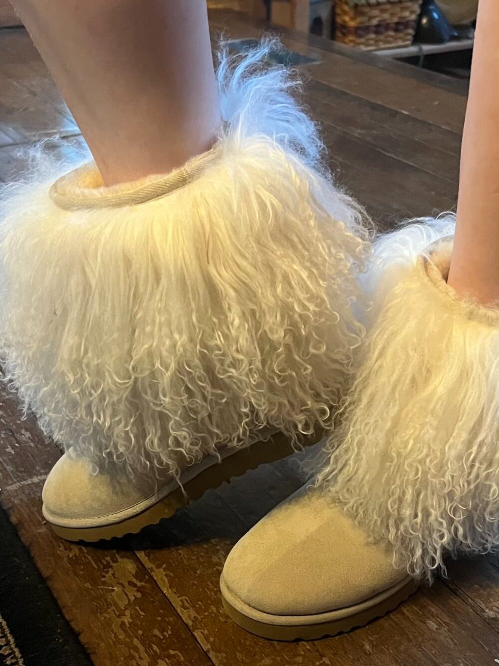 UGG Australian Mongolian sheep soft furry boots.